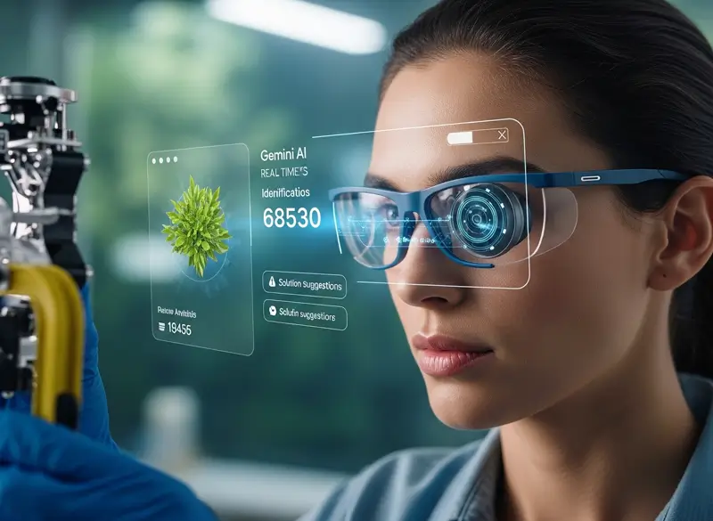 User with smart glasses getting real-time data from Project Astra.