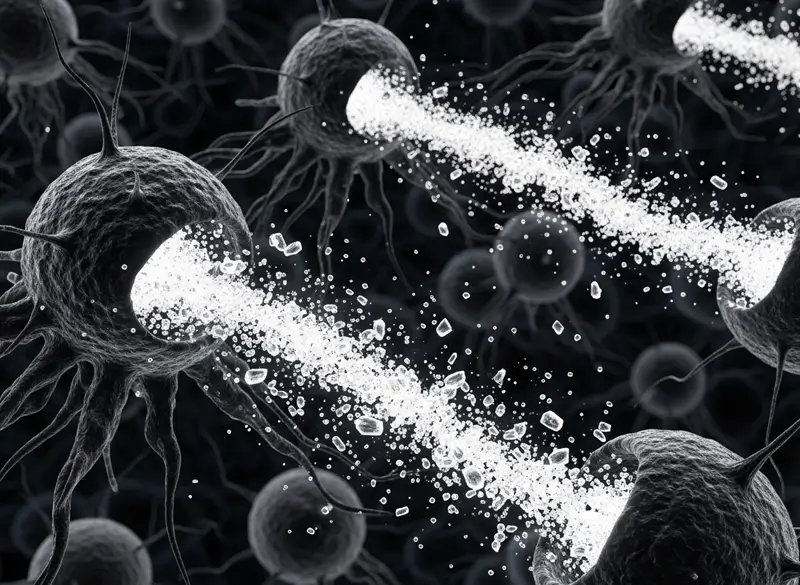 Flat lay image showing a food label with the sugar content highlighted, alongside a glass of water and fresh fruit, advising readers on healthier food choices.