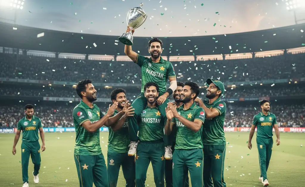 Pakistan Cricket team captain Babar Azam celebrating the 3-0 ODI series win against South Africa.