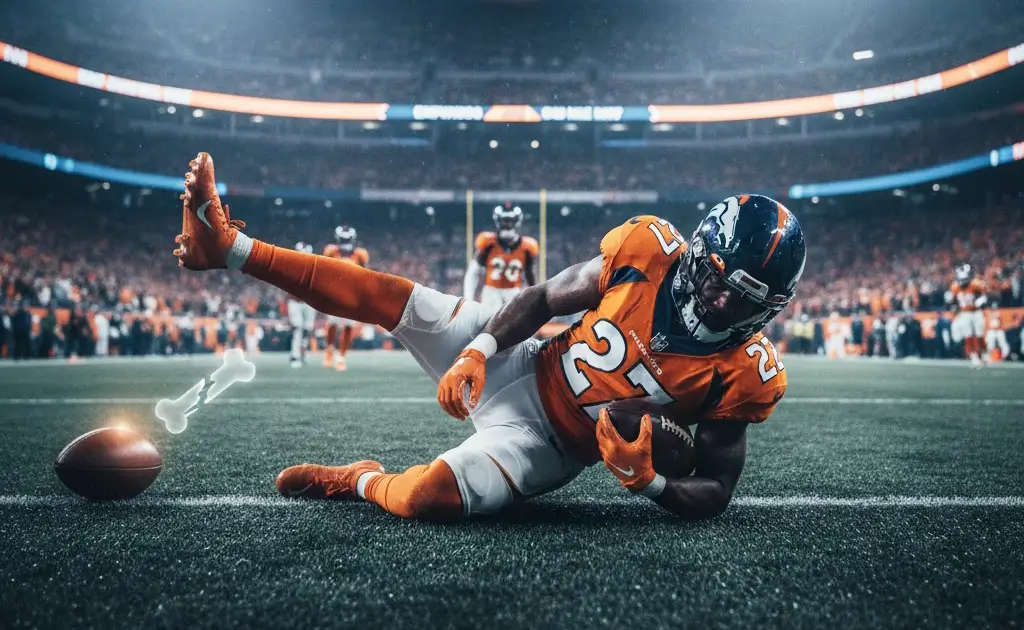 J.K. Dobbins on ground with foot injury, Broncos RB out for season, Lisfranc fracture update, Fantasy Football impact